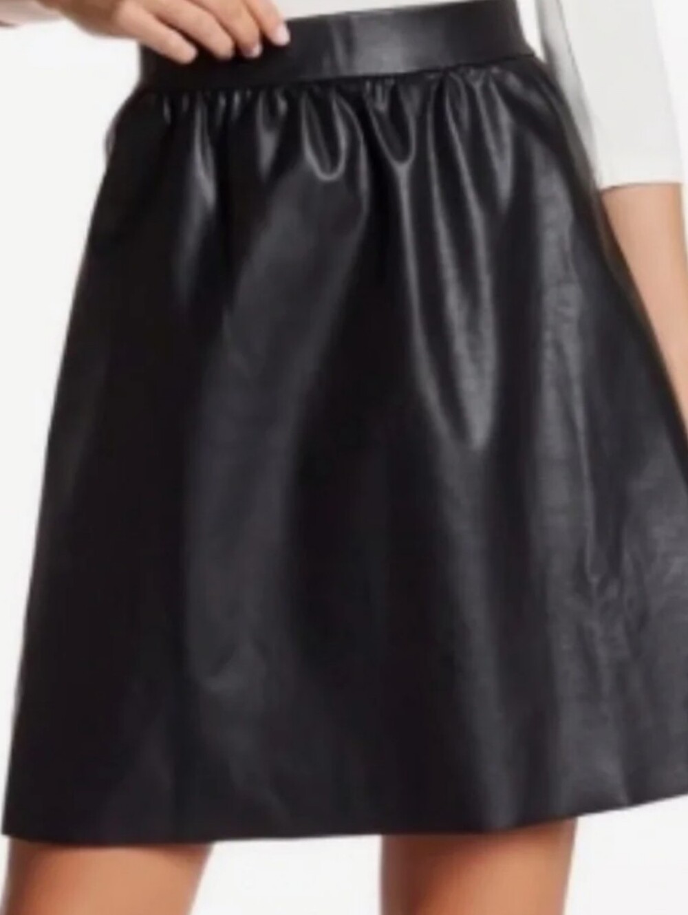 Wolford Black Faux Leather Above Knee Length A-line Skirt, Lined, Wm 10, EUC